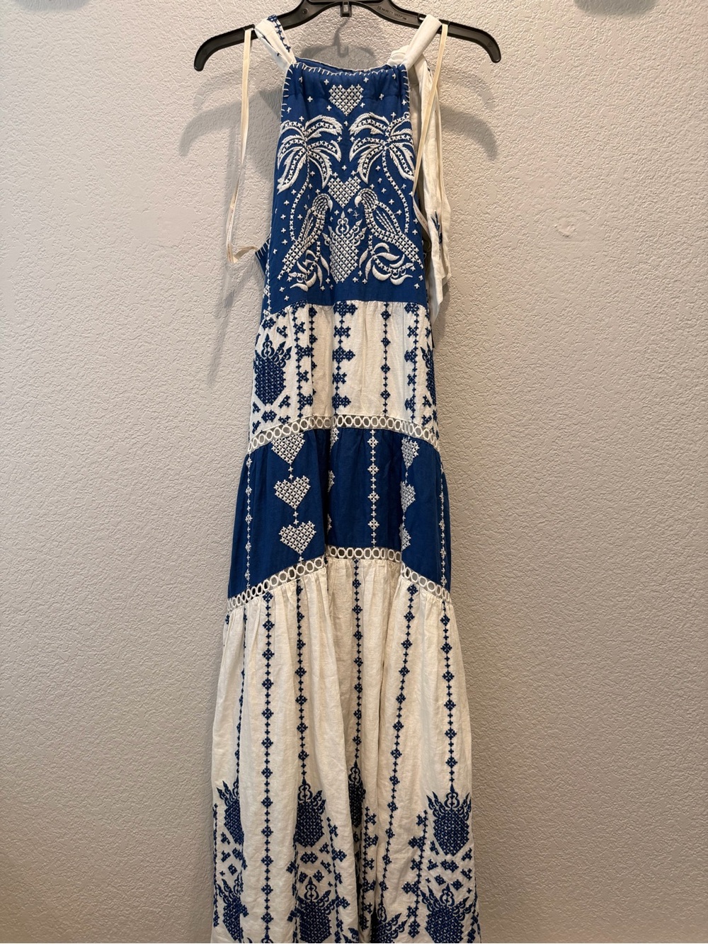 FARM Rio Rare Blue and White Handwoven Maxi Dress
